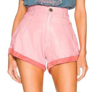 One Teaspoon 26 Leather Streetwalker Shorts in Pink High Waisted Waist Mom